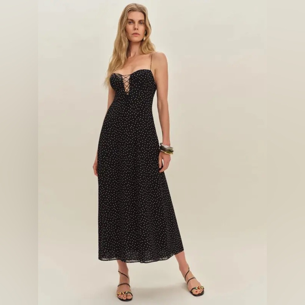 Reformation Emely Maxi Dress Polka Dot Serene Size 4